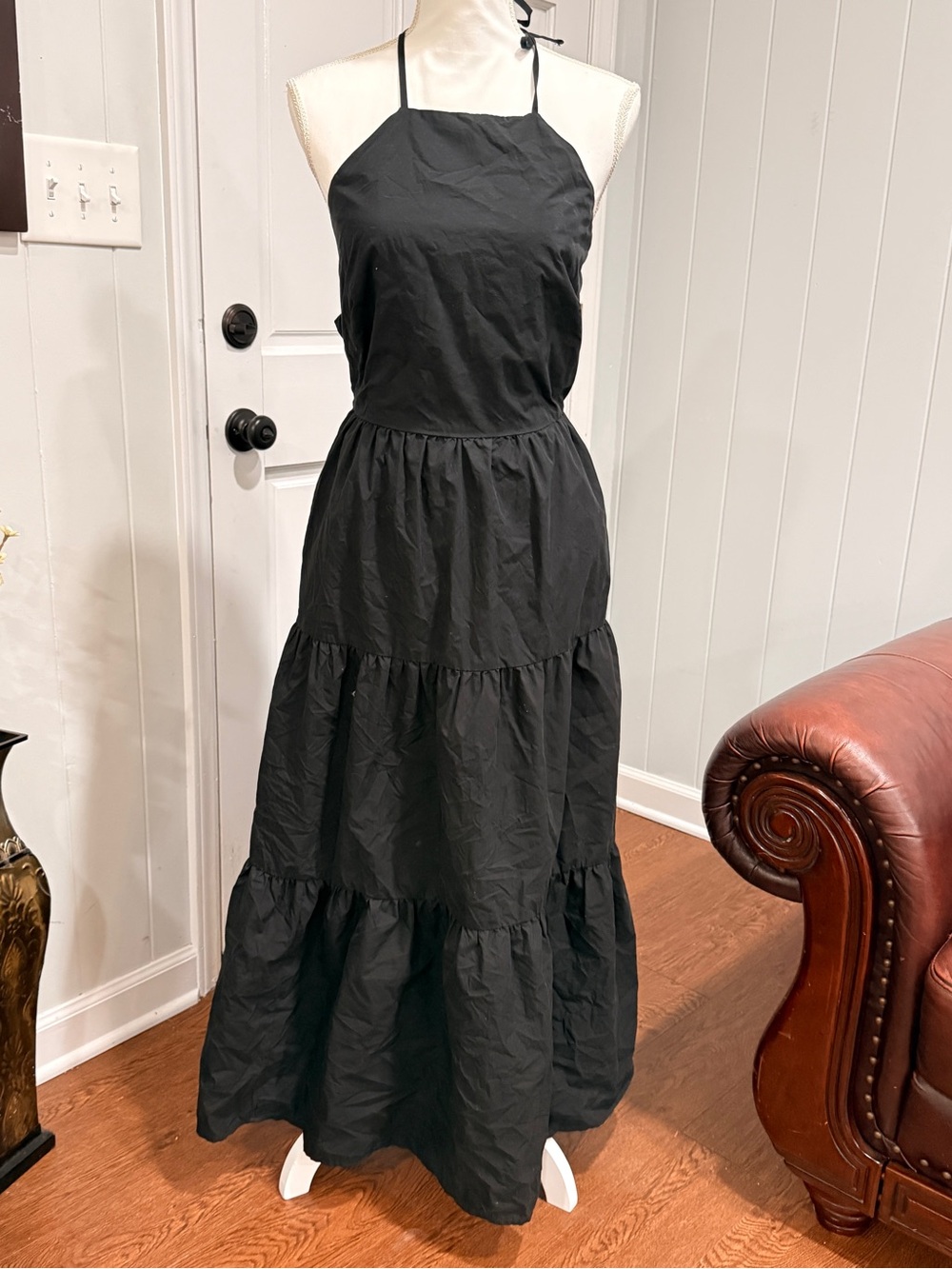 GAP Black Halter Tiered Maxi Dress